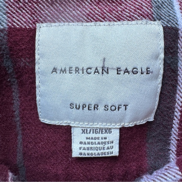 American Eagle Flannel Shirt Super Soft Red White Plaid Button Down Collar Sz XL - Picture 3 of 13